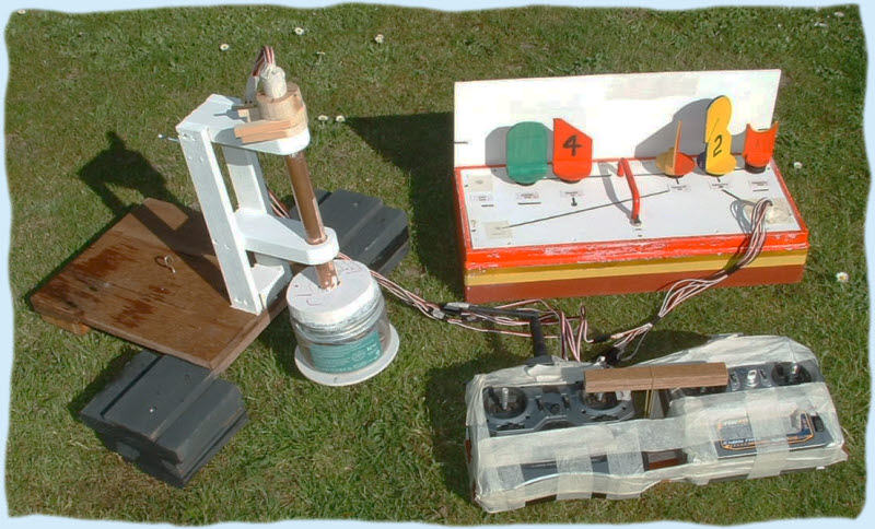test rig 2 out of water showing jig, barge and tx
