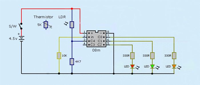 Thermistor/LDR circuit